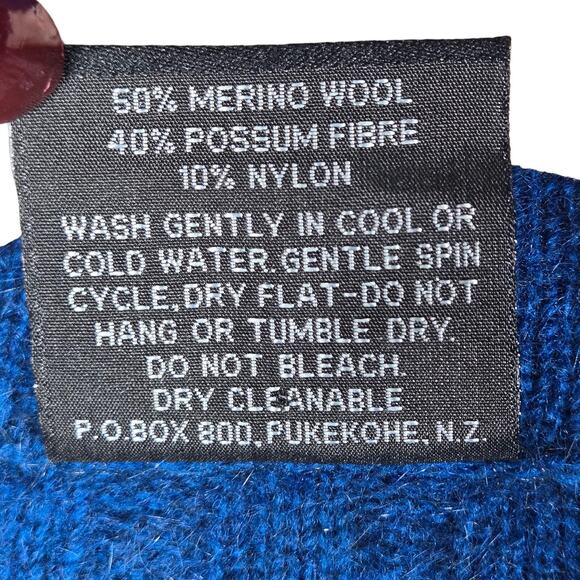 Zinity Sweater Womens Medium Blue Full Zip Cable Knit Possum Merino Made in NZ - Picture 6 of 11